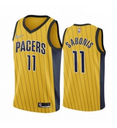 Men Indiana Pacers 11 Domantas Sabonis Gold NBA Swingman 2020 21 Earned Edition Jersey