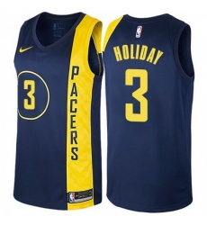 Men Nike Indiana Pacers 3 Aaron Holiday Navy Blue NBA Swingman City Edition Jersey