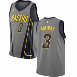 Mens Nike Indiana Pacers 3 Aaron Holiday Swingman Gray NBA Jersey City Edition 