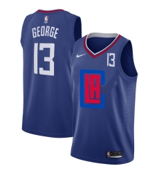 Clippers 13 Paul George Blue Nike City Edition Number Swingman Jersey