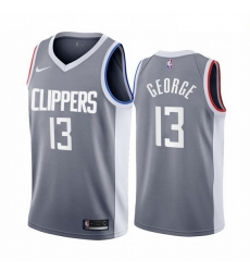 Men Los Angeles Clippers 13 Paul George Gray NBA Swingman 2020 21 Earned Edition Jersey