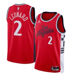 Men Los Angeles Clippers 2 Kawhi Leonard Red 2024 25 Statement Edition Stitched Jersey