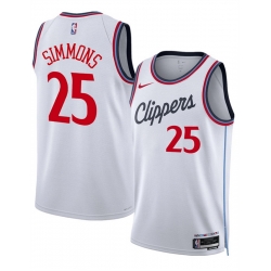 Men Los Angeles Clippers 25 Ben Simmons White 2024 25 Stitched Jersey 766