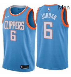 Mens Nike Los Angeles Clippers 6 DeAndre Jordan Authentic Blue NBA Jersey City Edition