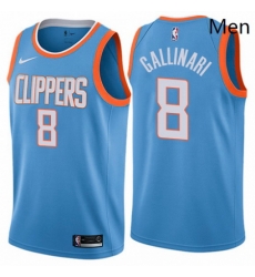 Mens Nike Los Angeles Clippers 8 Danilo Gallinari Swingman Blue NBA Jersey City Edition 