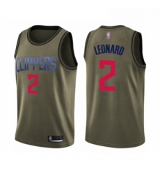 Youth Los Angeles Clippers 2 Kawhi Leonard Swingman Green Salute to Service Basketball Jersey 