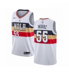 Mens Nike New Orleans Pelicans 55 E Twaun Moore White Swingman Jersey Earned Editio