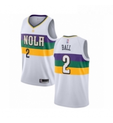 Womens New Orleans Pelicans 2 Lonzo Ball Swingman White Basketball Jersey City Edition 