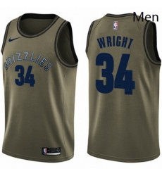 Mens Nike Memphis Grizzlies 34 Brandan Wright Swingman Green Salute to Service NBA Jersey 