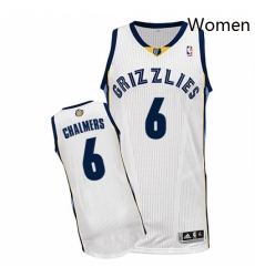 Womens Adidas Memphis Grizzlies 6 Mario Chalmers Authentic White Home NBA Jersey 