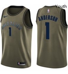 Youth Nike Memphis Grizzlies 1 Kyle Anderson Swingman Green Salute to Service NBA Jersey 