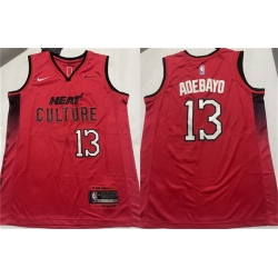 Men Miami Heat 13 Bam Adebayo Red 2024 25 City Edition Stitched Basketball Jersey