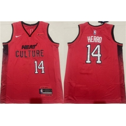 Men Miami Heat 14 Tyler Herro Red 2024 25 City Edition Stitched Basketball Jersey