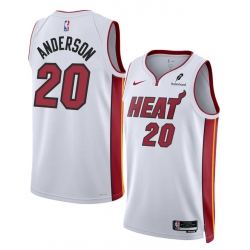 Men Miami Heat 20 Kyle Anderson White 2025 Association Edition Swingman Stitched Basketball Jersey