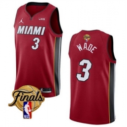 Men Miami Heat 3 Dwyane Wade Red 2023 Finals Statement Edition Stitched Basketball Jersey