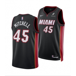 Men Miami Heat 45 Davion Mitchell Black 2025 Icon Edition Swingman Stitched Basketball Jersey