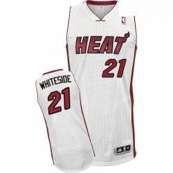 Mens Adidas Miami Heat 21 Hassan Whiteside Authentic White Home NBA Jersey