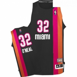 Mens Adidas Miami Heat 32 Shaquille ONeal Authentic Black ABA Hardwood Classic NBA Jersey