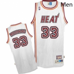 Mens Adidas Miami Heat 33 Alonzo Mourning Authentic White Throwback NBA Jersey