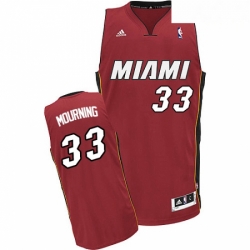 Mens Adidas Miami Heat 33 Alonzo Mourning Swingman Red Alternate NBA Jersey