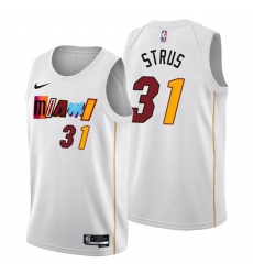 Men's Miami Heat #31 Max Strus 2022-23 White City Edition Stitched Jersey