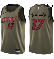 Mens Nike Miami Heat 17 Rodney McGruder Swingman Green Salute to Service NBA Jersey 