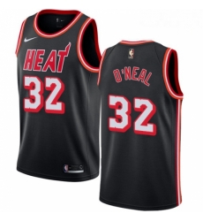 Mens Nike Miami Heat 32 Shaquille ONeal Authentic Black Black Fashion Hardwood Classics NBA Jersey