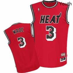 Youth Adidas Miami Heat 3 Dwyane Wade Authentic Red Hardwood Classics Nights NBA Jersey