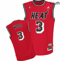 Youth Adidas Miami Heat 3 Dwyane Wade Swingman Red Hardwood Classics Nights NBA Jersey