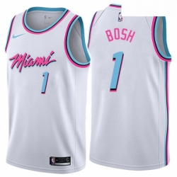 Youth Nike Miami Heat 1 Chris Bosh Swingman White NBA Jersey City Edition