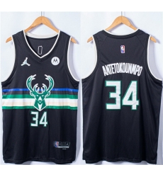 Men Milwaukee Bucks 34 Giannis Antetokounmpo Black Stitched Basketball Jersey