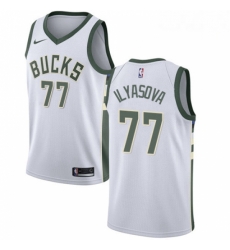 Mens Nike Milwaukee Bucks 77 Ersan Ilyasova Swingman White NBA Jersey Association Edition 