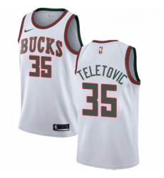 Womens Nike Milwaukee Bucks 35 Mirza Teletovic Swingman White Fashion Hardwood Classics NBA Jersey