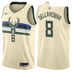 Womens Nike Milwaukee Bucks 8 Matthew Dellavedova Swingman Cream NBA Jersey City Edition 