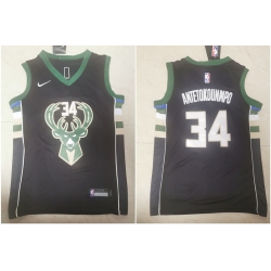 Youth Bucks 34 Giannis Antetokounmpo Black Youth Nike Swingman Jersey