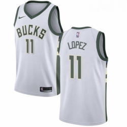 Youth Nike Milwaukee Bucks 11 Brook Lopez Swingman White NBA Jersey Association Edition 