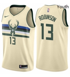 Youth Nike Milwaukee Bucks 13 Glenn Robinson Swingman Cream NBA Jersey City Edition 