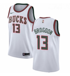 Youth Nike Milwaukee Bucks 13 Malcolm Brogdon Swingman White Fashion Hardwood Classics NBA Jersey 