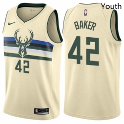 Youth Nike Milwaukee Bucks 42 Vin Baker Swingman Cream NBA Jersey City Edition