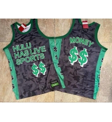 Men Hulu Has Live Sports Black $$ Money Stitched Basketball Jersey