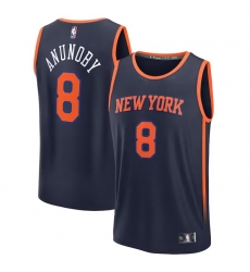 Men New Yok Knicks 8 OG Anunoby Navy Statement Edition Stitched Basketball Jersey