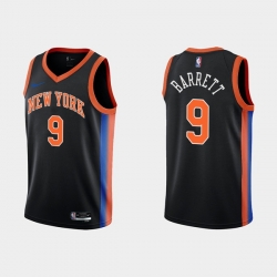 Men New Yok New York Knicks 9 RJ Barrett 2022 23 Black City Edition Stitched Basketball Jersey