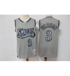 Men PHILADELPHIA 76ERS Allen Iverson 3 Gray Hardwood Classic Michell&Ness Limited Jersey