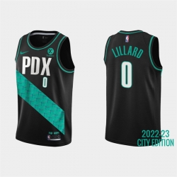 Men Portland Trail Portland Blazers 0 Damian Lillard 2022 23 Black City Edition Stitched Basketball Jersey