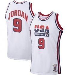 Men USA Basketball 9 Michael Jordan 1992 White Throwback Stitched Jersey