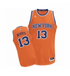 Mens New York Knicks 13 Marcus Morris Authentic Orange Alternate Basketball Jersey 