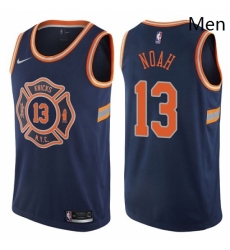 Mens Nike New York Knicks 13 Joakim Noah Authentic Navy Blue NBA Jersey City Edition