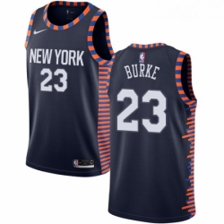 Mens Nike New York Knicks 23 Trey Burke Swingman Navy Blue NBA Jersey 2018 19 City Edition 