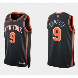 New Yok New York Knicks 9 Rj Barrett Black 75th Anniversary Stitched Swingman Basketball Jersey