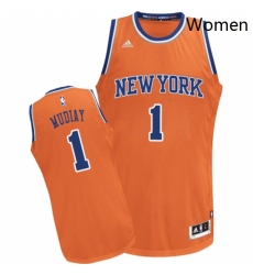 Womens Adidas New York Knicks 1 Emmanuel Mudiay Swingman Orange Alternate NBA Jersey 